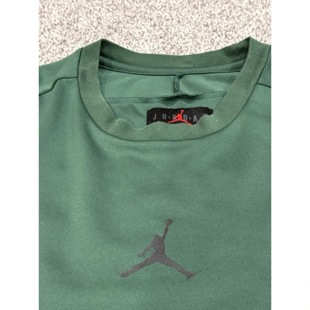 Jordan Mens Long Sleeve Athletic Shirt Green Black Mesh Jumpman Logo Size Large